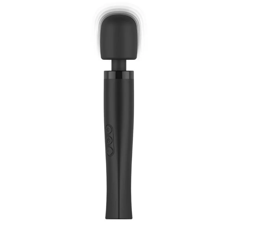 MyMagicWand Vibrator Large 7 Moduri Vibratii 6 Intensitati de Viteza Silicon ABS USB Negru 32.7 cm