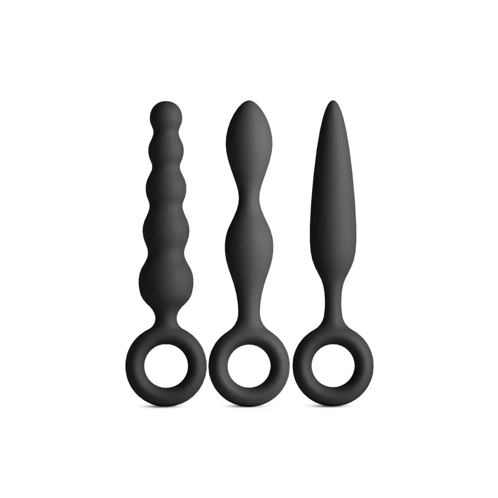 NsNovelties Set 3 Dopuri Anale Renegade Trio Kit Silicon Negru 12.7 cm