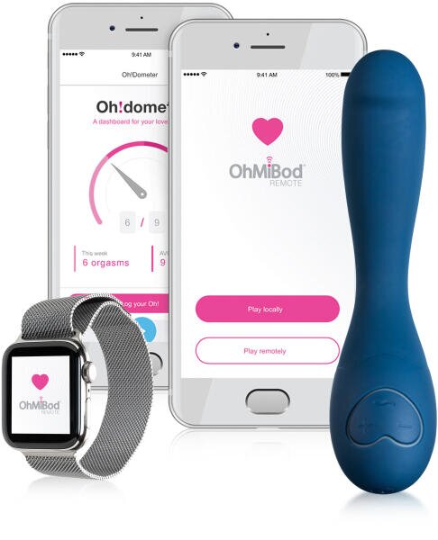 OhMiBod Vibrator Blue Motion Nex 2 Bluetooth Control Free App Silicon Albastru
