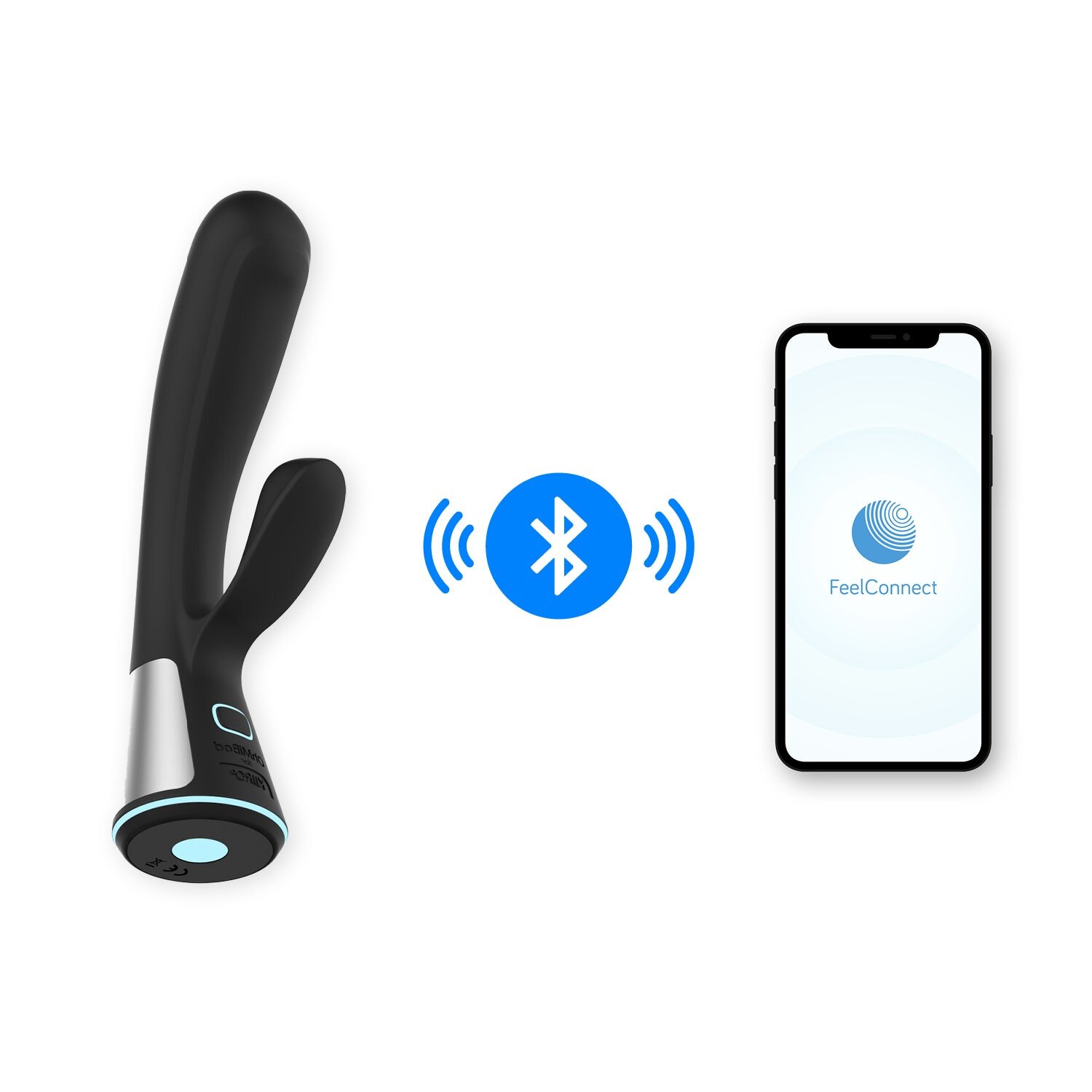 OhMiBod Vibrator Rabbit Fuse Bluetooth App Connect Silicon USB Negru 18 cm