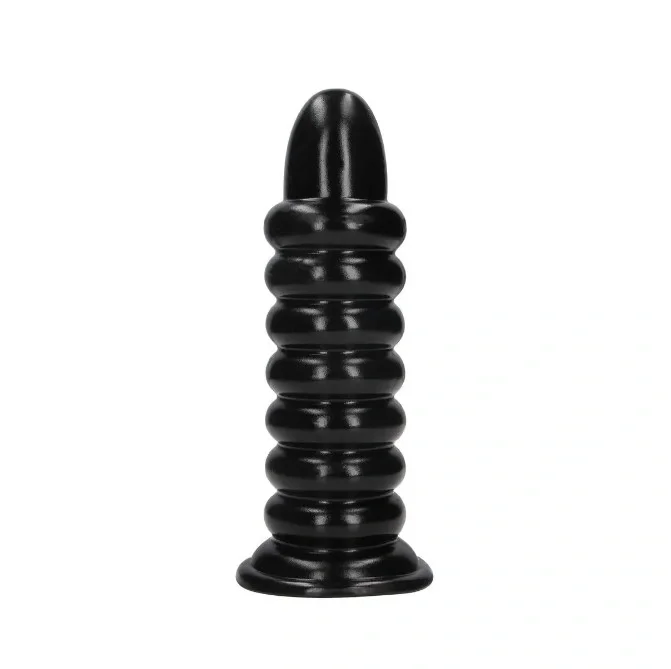 Ouch! Dop Anal Spiral Force cu Ventuza PVC Negru 26 cm