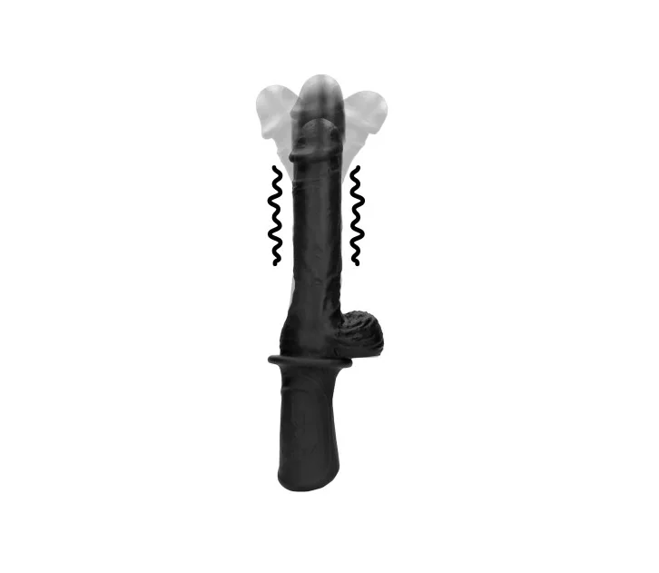 Ouch! Vibrator Realist Hand Held Vibrating&Thrusting Silicon Lichid Negru USB