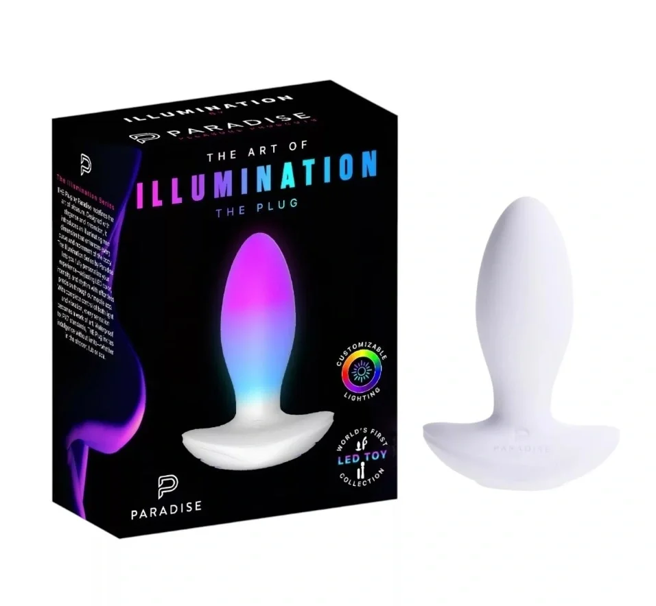 PARADISE Dop Anal Illumination The Plug Control Aplicatie Mobila Lumina Led Silicon USB Magnetic Alb 10.8 cm