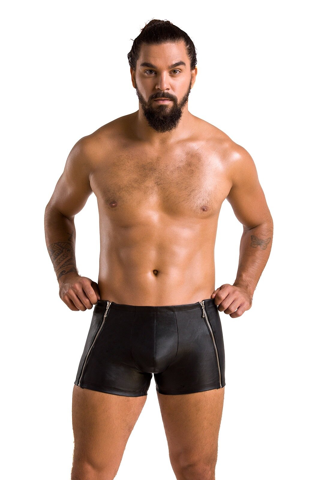 Passion Boxeri cu Fermoare Laterale Matt Negru L/XL