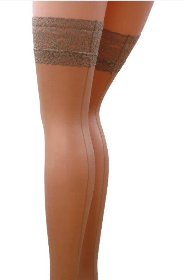 Passion Ciorapi cu Autosustinere Cusaturi Verticale 17 DEN Visone M/L