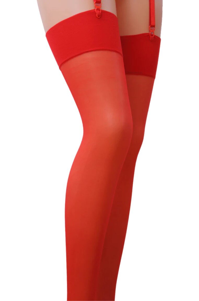 Passion Ciorapi Sexy cu Banda Lata 17 DEN Rosu XS/S