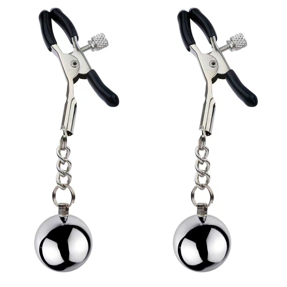 Passion Labs Clame Sfarcuri Clamps with Beads Argintiu/Negru Nipple Stim