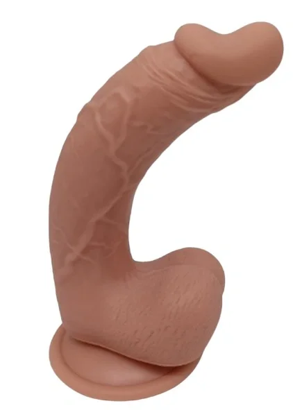 Passion Labs Dildo Curbat Arryn Baza cu Ventuza Silicon Lichid Natural 20 cm