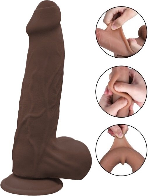 Passion Labs Dildo Enzo Sliding&Bendable TPE Strat Dublu Maro 22.5 cm