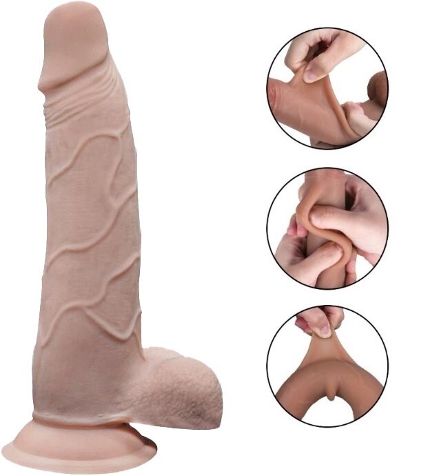Passion Labs Dildo Evan Sliding&Bendable TPE Strat Dublu Natural 22 cm