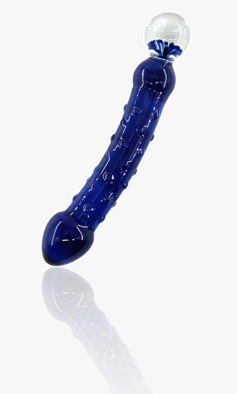 Passion Labs Dildo Flower Double Tip Sticla Premium Albastru 20 cm