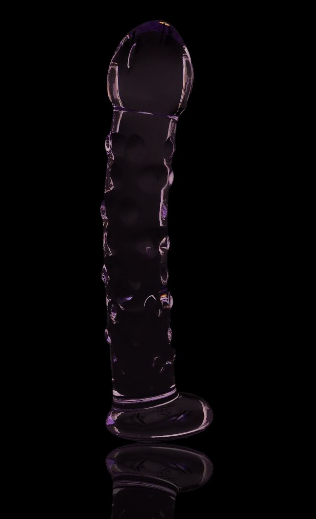 Passion Labs Dildo Ribbed Sticla Premium Transparent 17 cm Glass Series