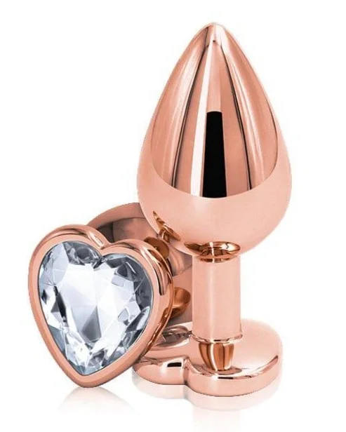 Passion Labs Dop Anal Brilliant Anal Plug Small Rose Gold Piatra Transparenta