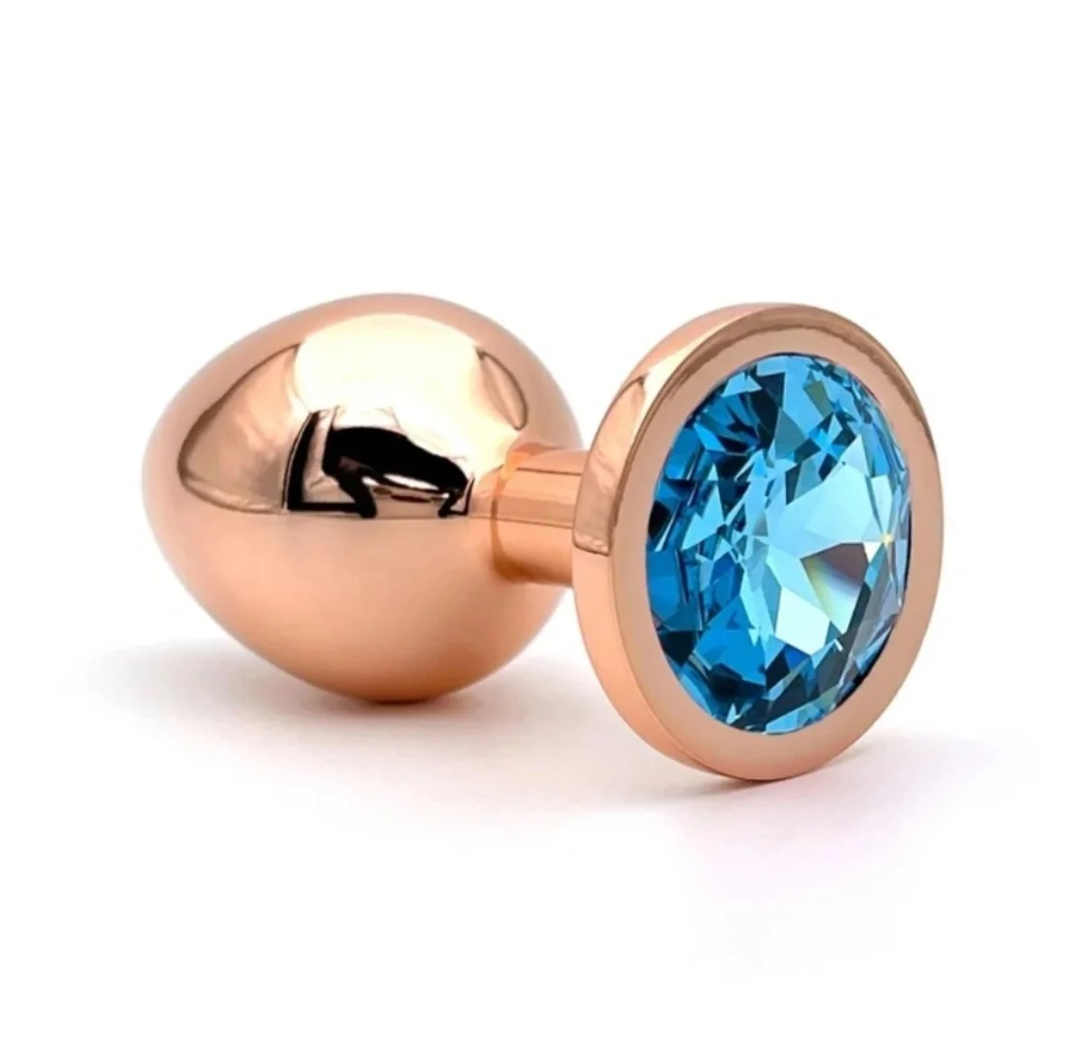 Passion Labs Dop Anal Charm Anal Plug Large Rose Gold Piatra Albastru Deschis