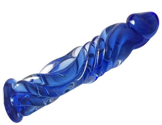Passion Labs Real Tip Dildo Sticla Premium Albastru 16 cm