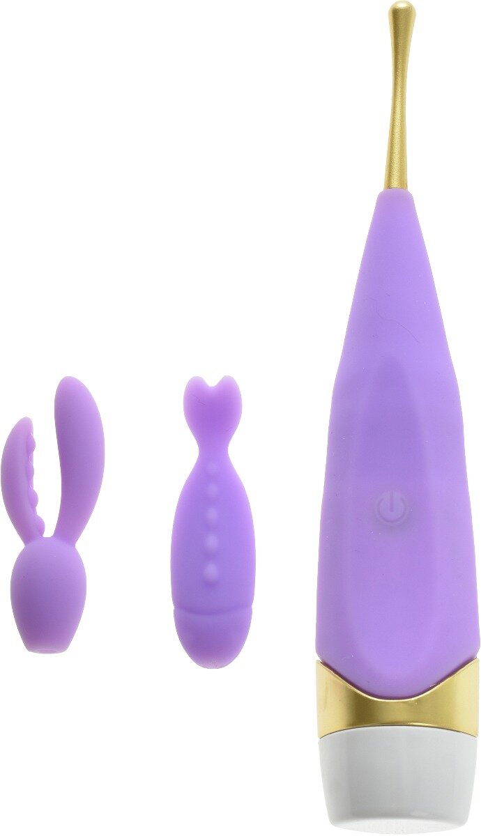 Passion Labs Vibrator Alice cu 2 Capete de Schimb Silicon Lila