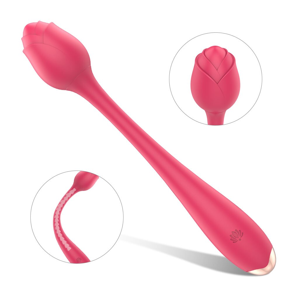 Passion Labs Vibrator Bendable Romance 9 Moduri Vibratii USB Silicon Rosu 22 cm Rose Collection