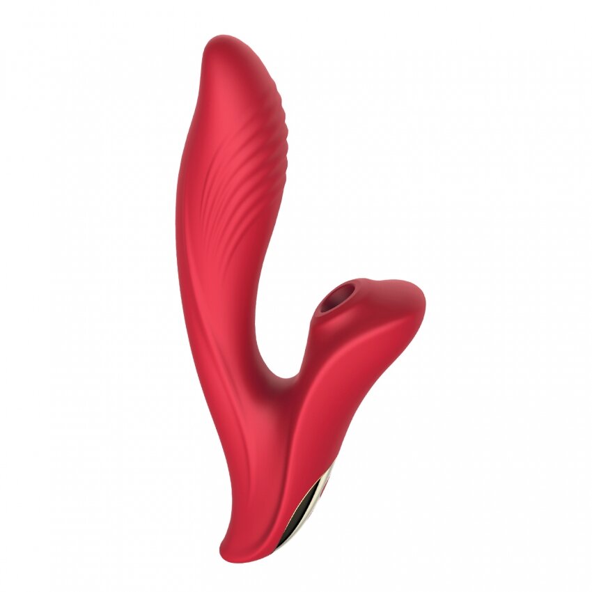 Passion Labs Vibrator Deluxe Charming 10 Moduri Suctiune 3 Moduri Vibratii Puternice Silicon USB Rosu 20 cm