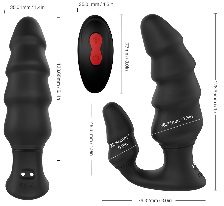 Passion Labs Vibrator Dublu Flint Remote Control 9 Moduri Vibratii USB Negru 12.9 cm
