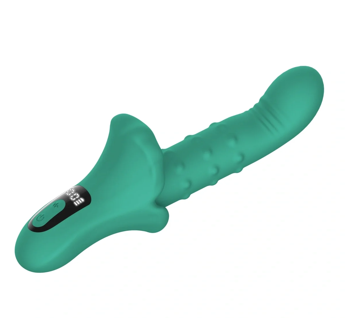Passion Labs Vibrator G-Spot Display LCD 27 Moduri Stimulatoare Silicon USB Magnetic Verde 23.5 cm