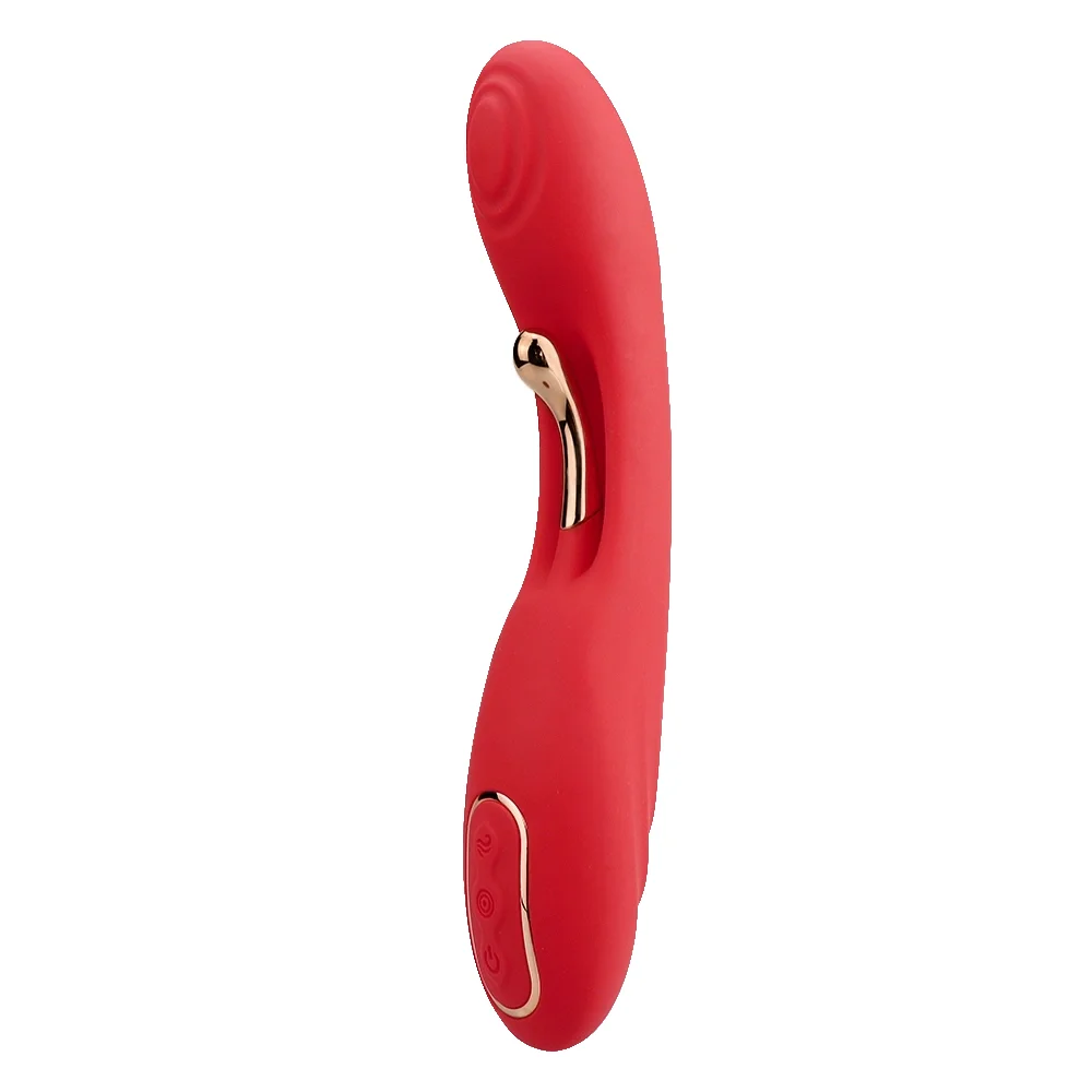 Passion Labs Vibrator G-Spot Flame Super Puternic 2 Motoare Independente 9 Moduri Vibratii Silicon USB Rosu 22.2 cm