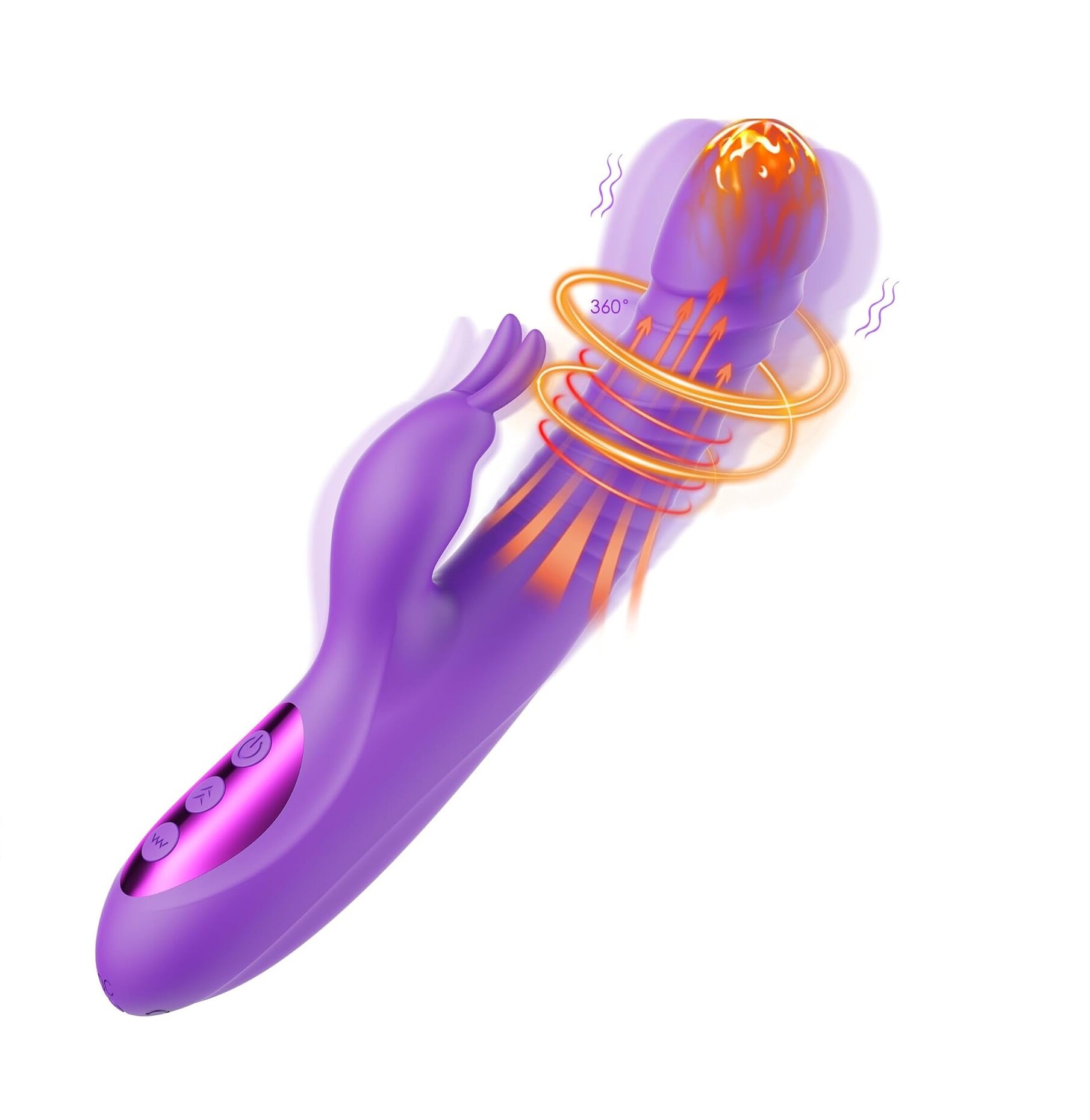 Passion Labs Vibrator Iepuras Samira Vibrating&Rotating&Thrusting&Heating Silicon USB Mov 24.5 cm Sensations