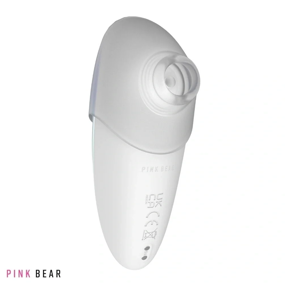Pink Bear Stimulator Snugglee 9 Moduri Suctiune 9 Moduri Vibratii Silicon USB Magnetic Alb 12.2 cm