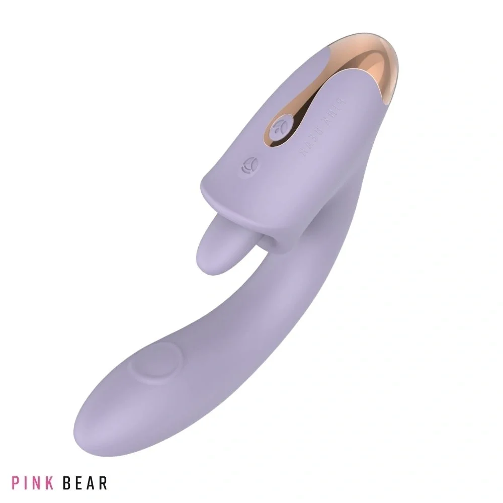 Pink Bear Vibrator Zenya 9 Moduri Tapare 9 Moduri Licking Silicon USB Magnetic Lila 18.1 cm