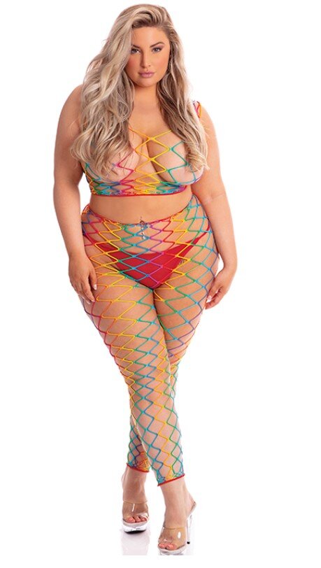 Pink Lipstick Lingerie Set Lenjerie 2 Piese Roy G. Biv Multicolor Plus Size