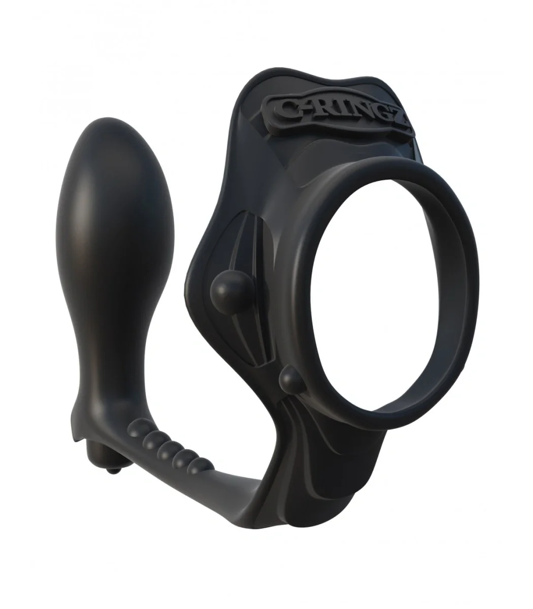 PIPEDREAM Inel de Penis cu Stimulator Anal cu Vibratii Silicon Negru