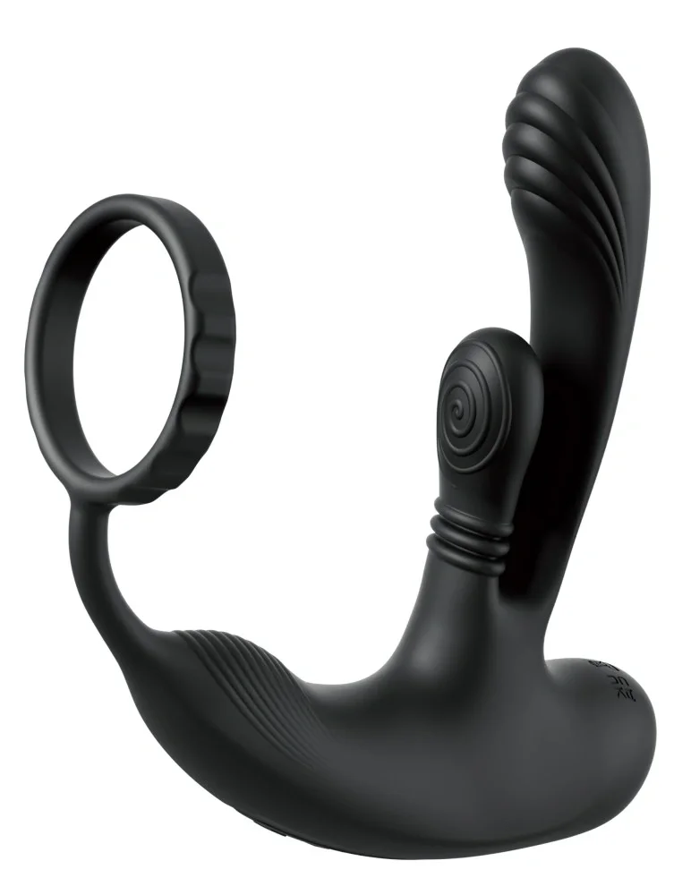 PIPEDREAM Inel de Penis cu Stimulator Ass-Gasm IntiMotion Remote Control 4 Motoare Puternice Functii Multiple Silicon USB Negru 15.9 cm