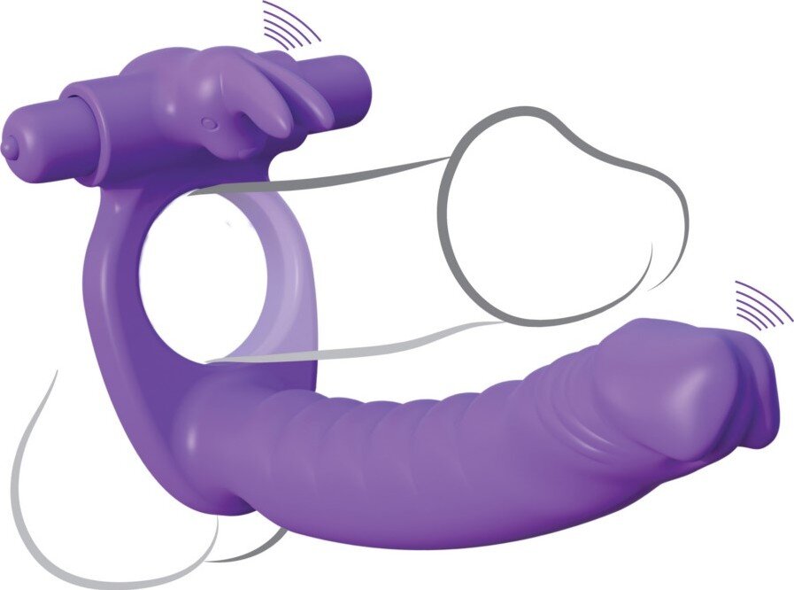 PIPEDREAM Inel Penis Rabbit Double Penetrator Silicon Mov 17.8 cm