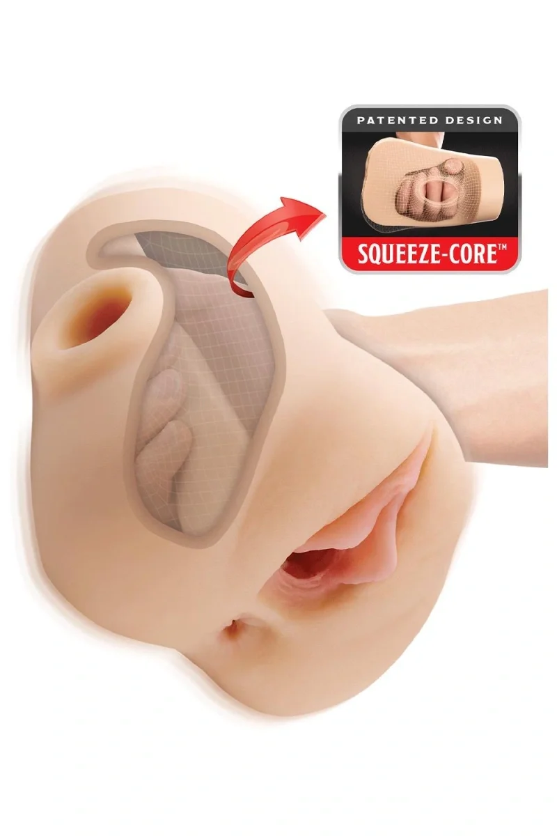 PIPEDREAM Masturbator Double Pounder Squeeze Include Glont Vibrator Material Fanta Flesh Natural 2.1 kg