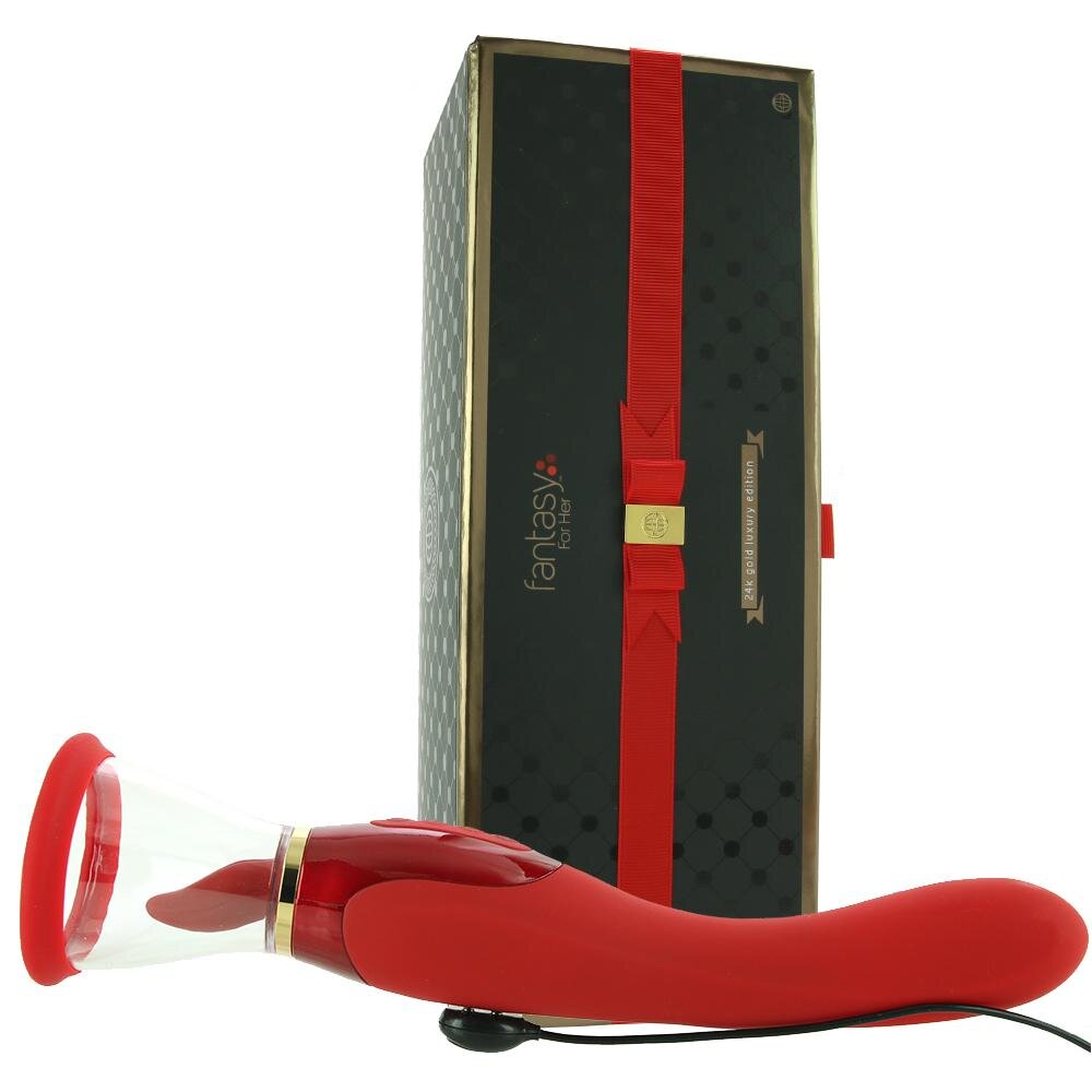 PIPEDREAM Stimulator Fantasy For Her Ultimate Pleasure 24K Gold Licking&Sucking&Vibrating