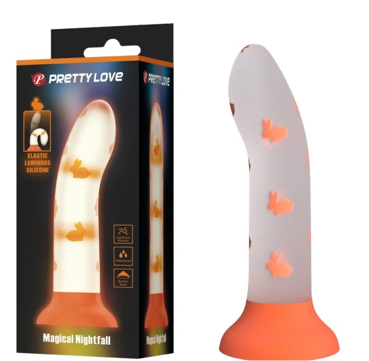 PRETTYLOVE Dildo Magical Nightfall Luminous Silicone Portocaliu 17 cm