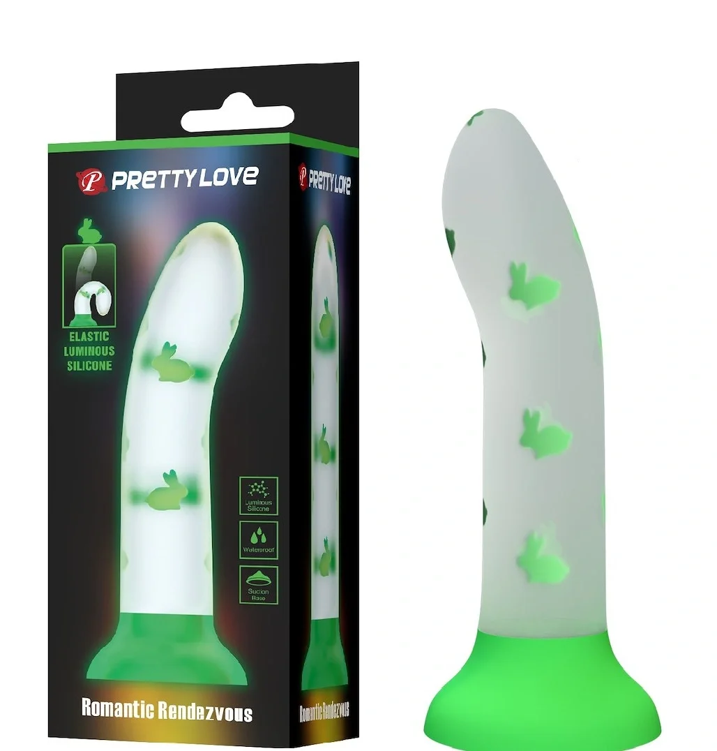 PRETTYLOVE Dildo Romantic Randezvous Luminous Silicone Verde 17 cm