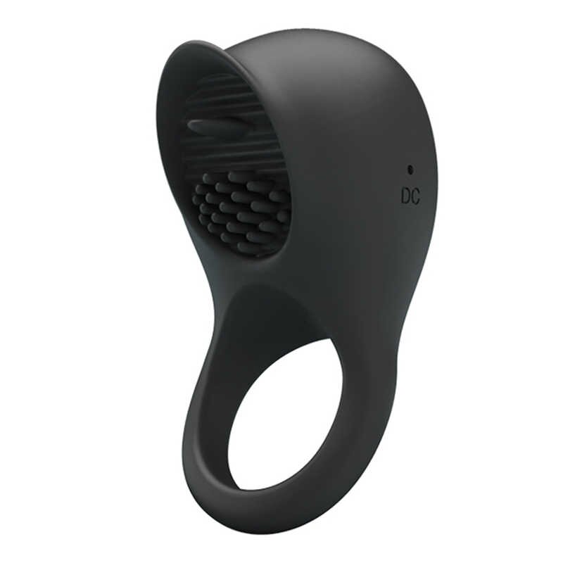 PRETTYLOVE Inel de Penis cu Stimulator Clitoris Shaking USB Negru