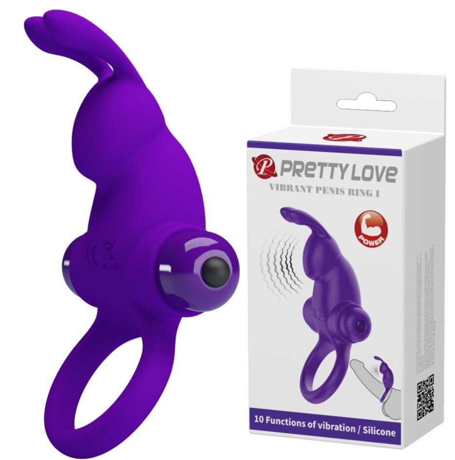 PRETTYLOVE Inel de Penis Pretty Love 10 Moduri Vibratii Silicon Violet
