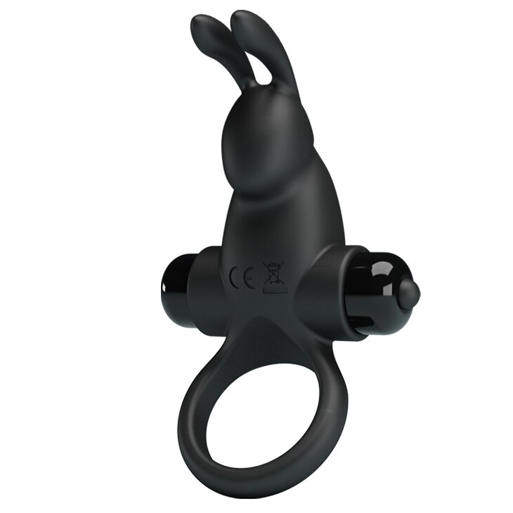 PRETTYLOVE Inel de Penis Pretty Love 10 Moduri Vibratii Silicone Negru