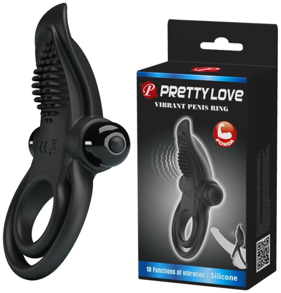 PRETTYLOVE Inel Penis Pretty Love Vibrant Ring 10 Moduri Vibratii Silicon Negru