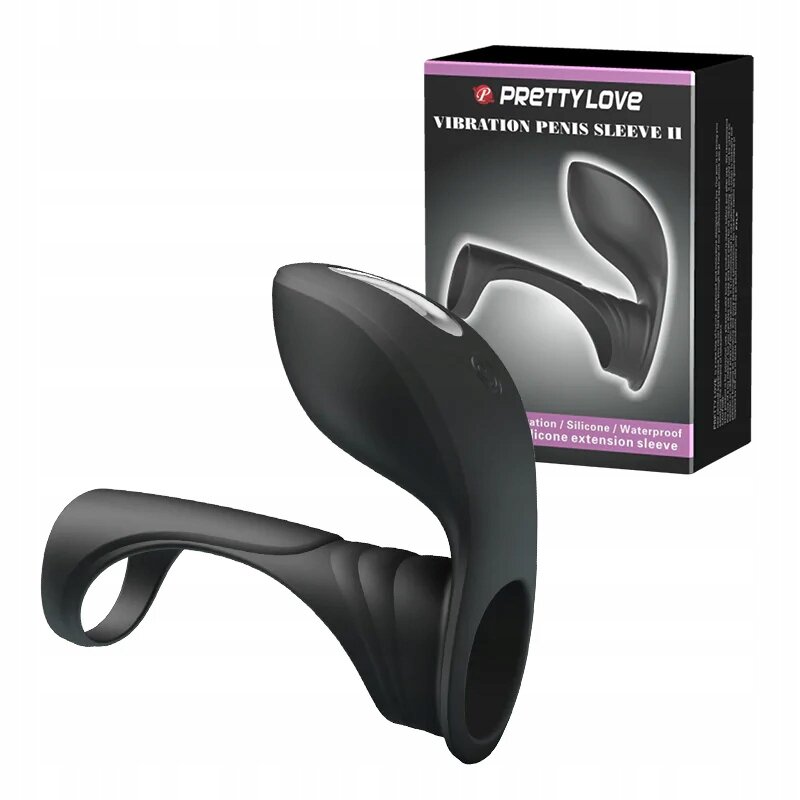 PRETTYLOVE Manson cu Stimulator Penis Sleeve II 7 Moduri Vibratii Silicon USB Negru