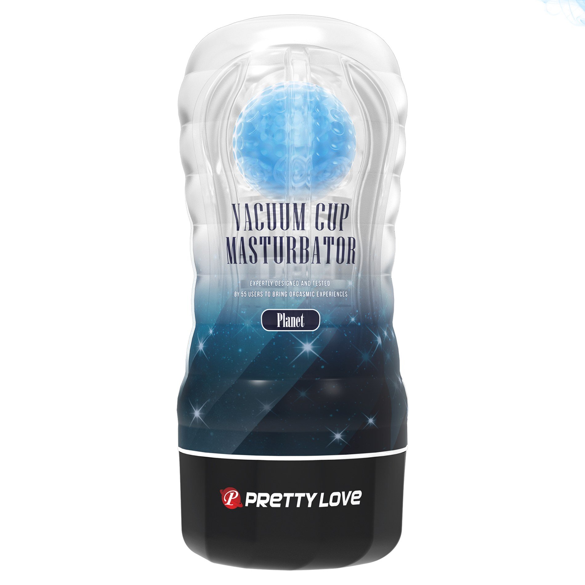 PRETTYLOVE Masturbator Blue Planet cu Bila de Intensitate TPR Albastru 18 cm