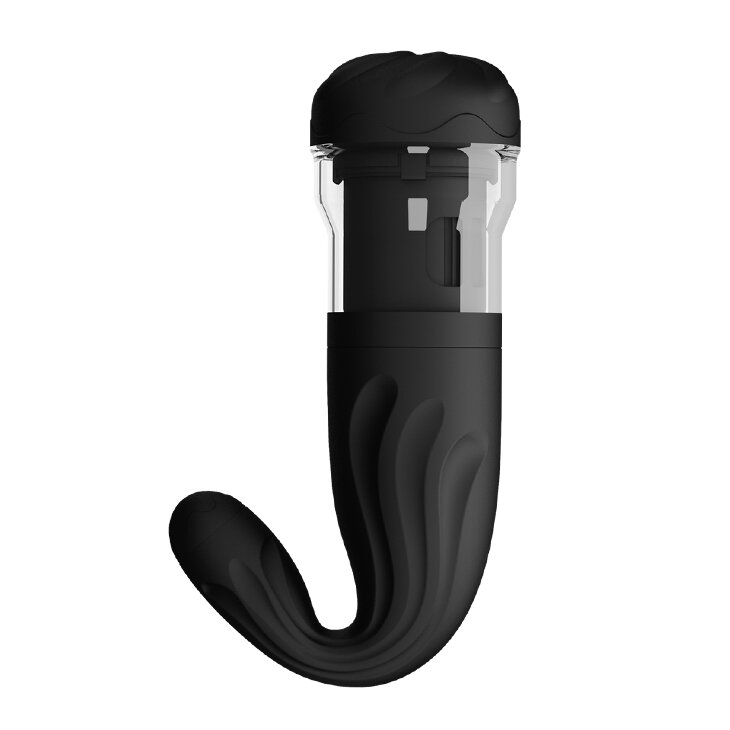 PRETTYLOVE Masturbator Breton Rotating&Thrusting 4 Moduri Stimulatoare TPR Negru 27.3 cm