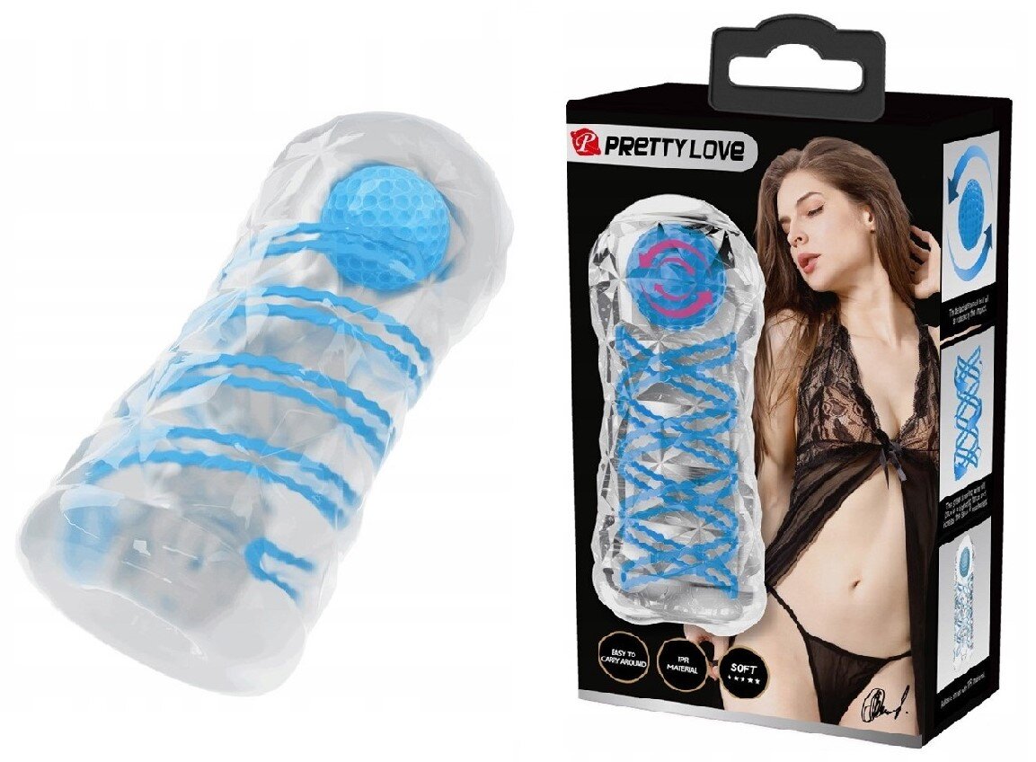 PRETTYLOVE Masturbator Fantasy cu Bila de Intensitate TPR Transparent 15 cm