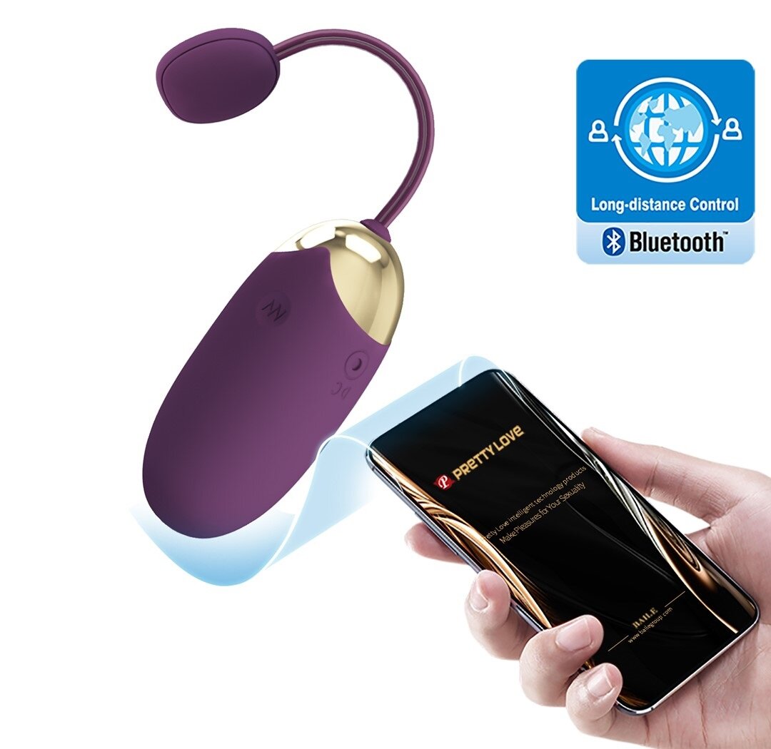PRETTYLOVE Ou Vibrator Abner 12 Moduri Vibratii Bluetooth Control Free App Silicon USB Violet
