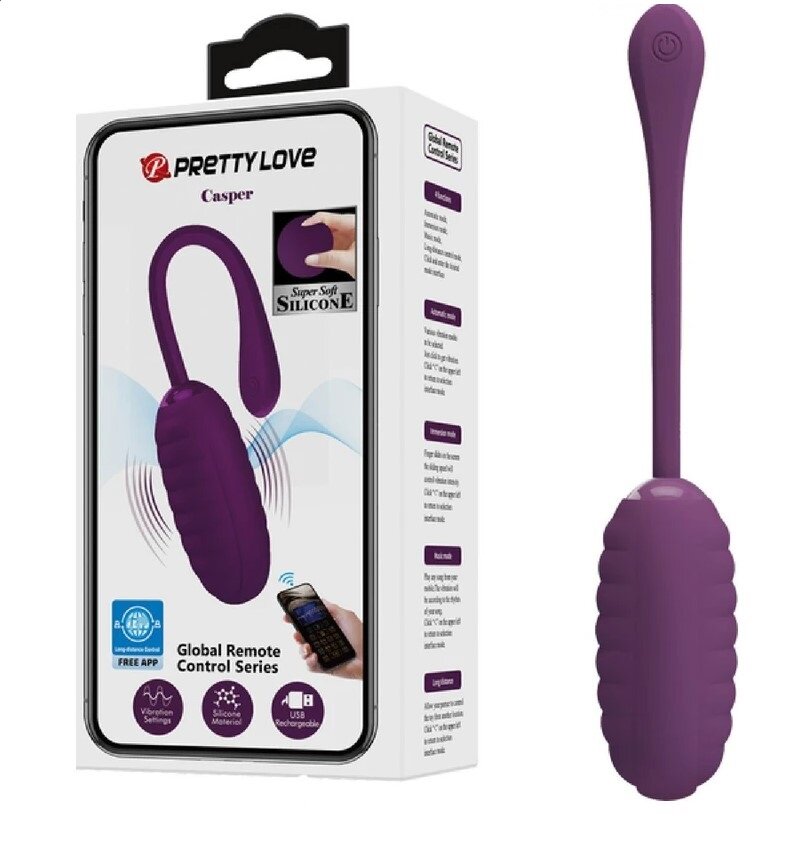 PRETTYLOVE Ou Vibrator Casper Bluetooth Control Free App Silicon USB Mov