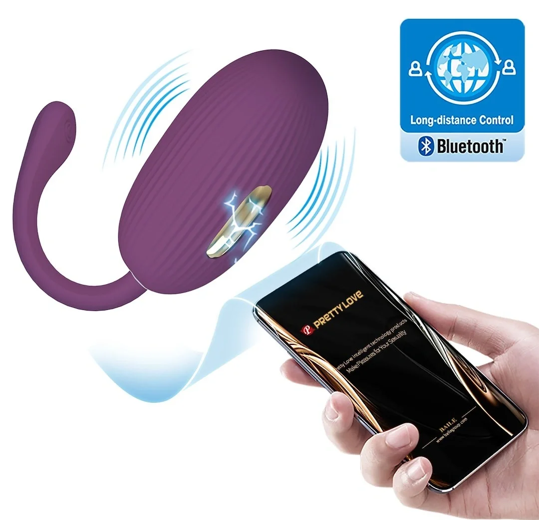 PRETTYLOVE Ou Vibrator Doreen 12 Moduri Vibratii 3 Moduri Electrosocuri Silicon Bluetooth Control Free App USB Mov Inchis