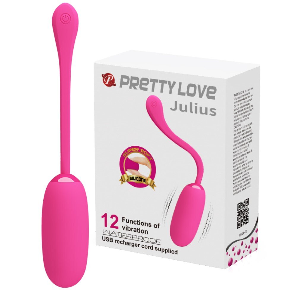 PRETTYLOVE Ou Vibrator Julius 12 Moduri Vibratii Silicon USB Roz