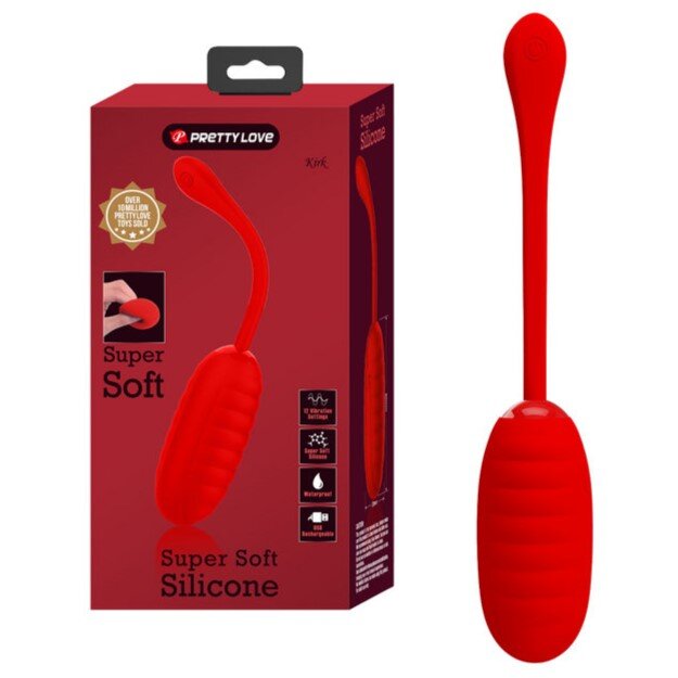 PRETTYLOVE Ou Vibrator Kirk 12 Moduri Vibratii Silicon USB Rosu