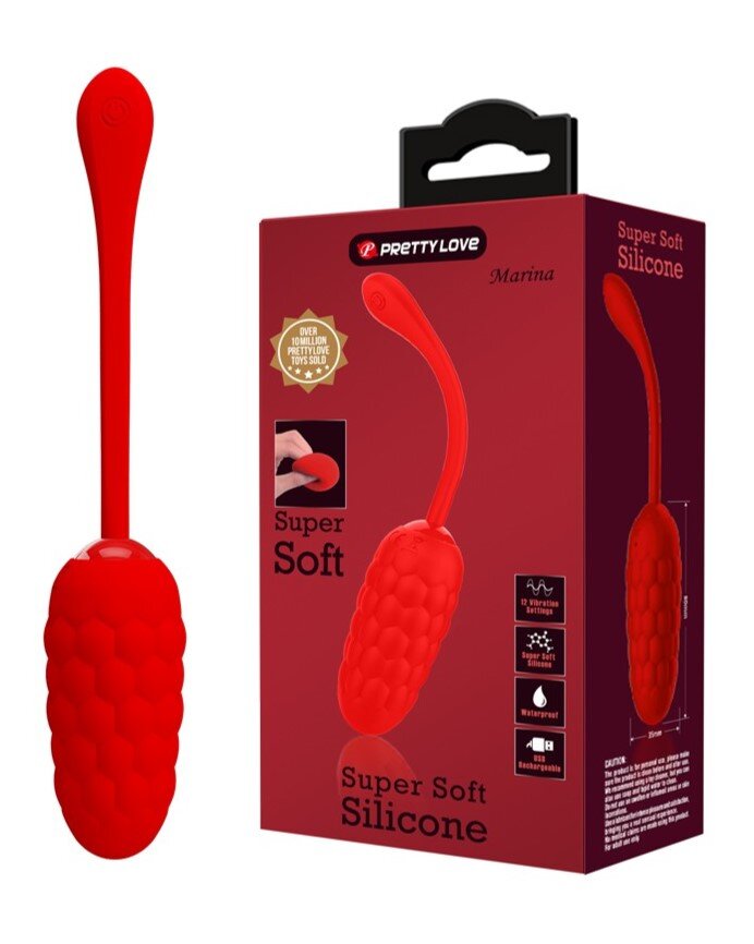 PRETTYLOVE Ou Vibrator Marina 12 Moduri Vibratii Silicon USB Rosu